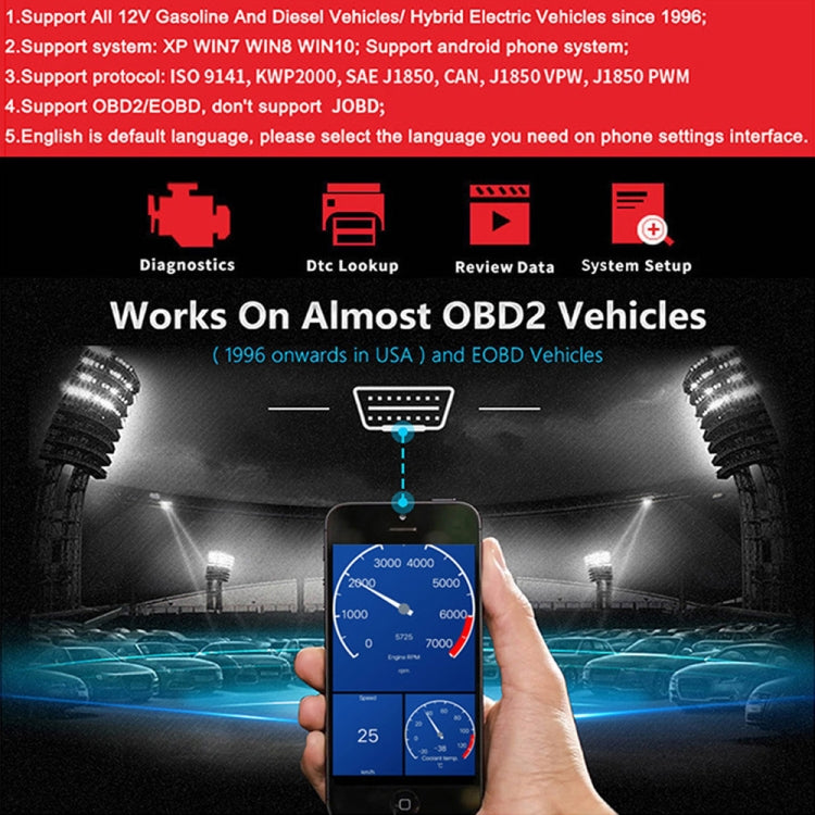 KONNWEI KW901 Android Phone OBD2 Car Bluetooth 5.0 Diagnostic Scan Tools(Red) - In Car by KONNWEI | Online Shopping UK | buy2fix