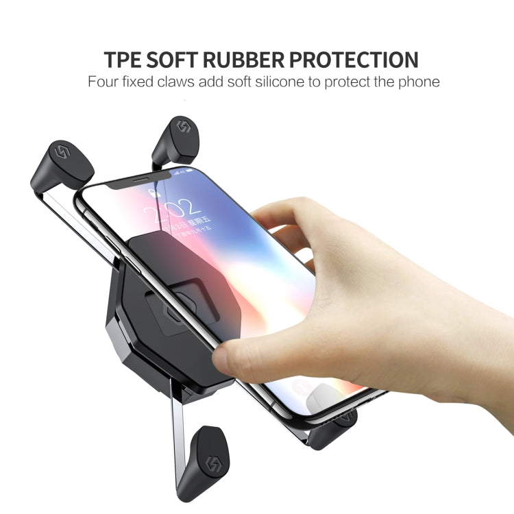 ZH-1558B1 Motorcycle Rear Mirror X-shape Aluminum Alloy Phone Holder - In Car by buy2fix | Online Shopping UK | buy2fix