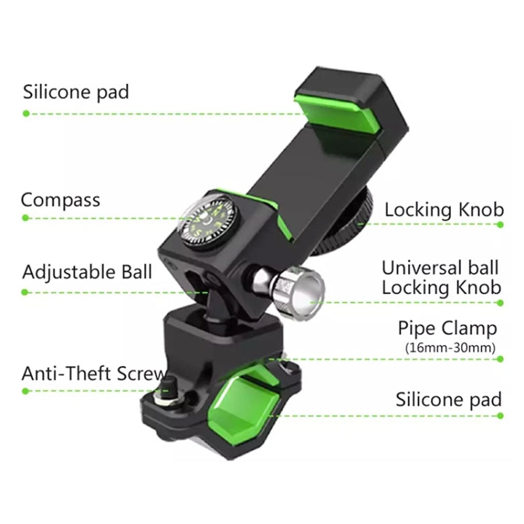 Bicycle / Motorcycle Anti-theft Anti-take Off Mobile Phone Holder without Light (Green) - Outdoor & Sports by buy2fix | Online Shopping UK | buy2fix