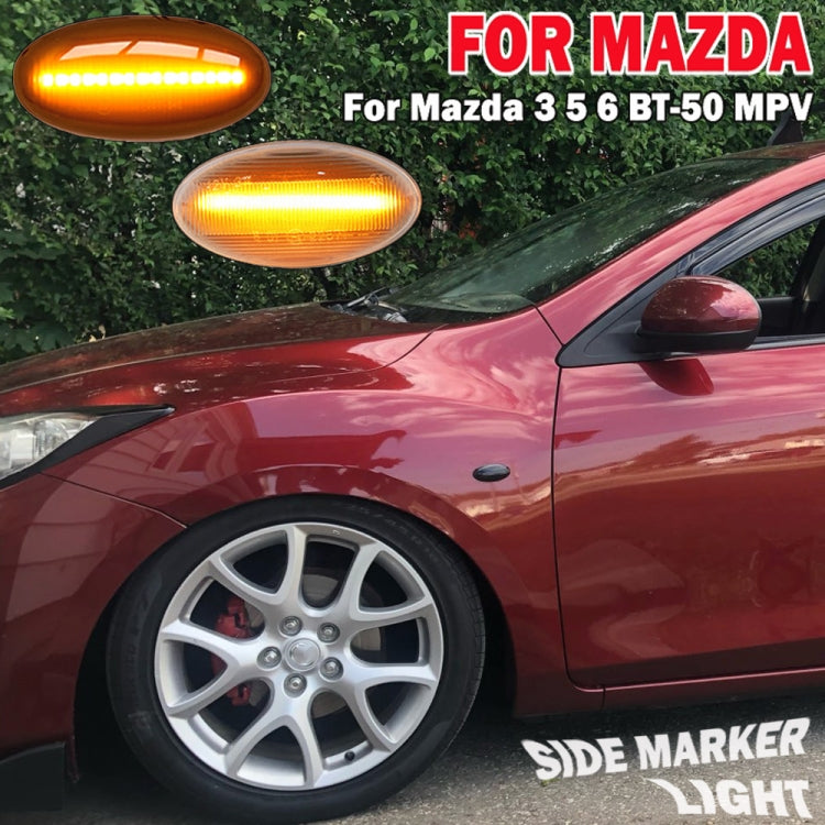 2pcs For Mazda 2 DY 2003-2007 Car Dynamic LED Fender Side Light (Transparent Black) - In Car by buy2fix | Online Shopping UK | buy2fix