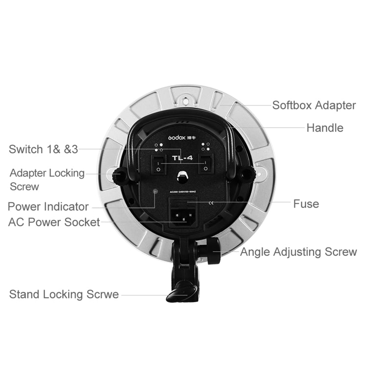 Godox TL-4 4 in 1 E27 Socket Tricolor Bulb Light Lamp Head Mount(US Plug) -  by Godox | Online Shopping UK | buy2fix