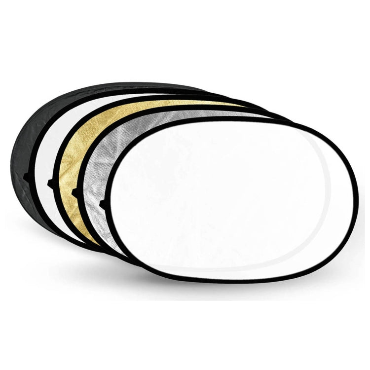 Godox FT05-1 60 x 90cm 5-in-1 Silver / Soft / Gold / White / Black Oval Folding Reflector Board - Camera Accessories by Godox | Online Shopping UK | buy2fix