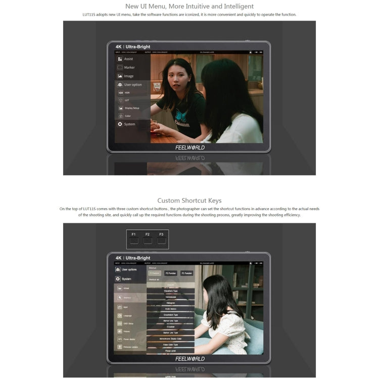 FEELWORLD LUT11S 10.1 inch Ultra High Bright 2000nit Touch Screen DSLR Camera Field Monitor, 3G-SDI 4K HDMI Input Output 1920 x 1200 IPS Panel(US Plug) - Camera Accessories by FEELWORLD | Online Shopping UK | buy2fix
