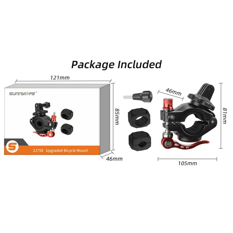 Sunnylife Sports Camera Universal Bicycle Clamp 360 Rotation 19-35mm Clip for DJI Action / Insta360 / GoPro (Black) - Bicycle Handlebar Mount by Sunnylife | Online Shopping UK | buy2fix