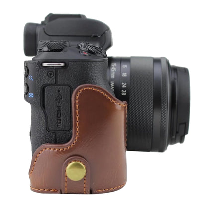 1/4 inch Thread PU Leather Camera Half Case Base for Canon EOS M50 / M50 Mark II (Coffee) - Camera Accessories by buy2fix | Online Shopping UK | buy2fix