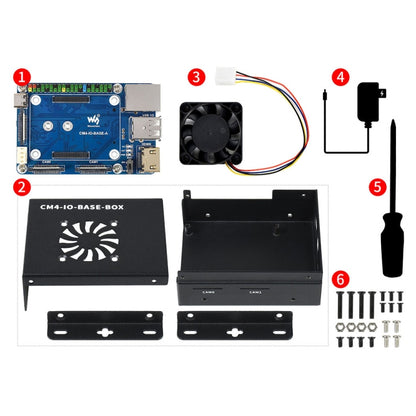 Waveshare Mini IO Board Lite Ver Mini-Computer Base Box with Metal Case & Cooling Fan for Raspberry Pi CM4(US Plug) - Mini PC Accessories by WAVESHARE | Online Shopping UK | buy2fix