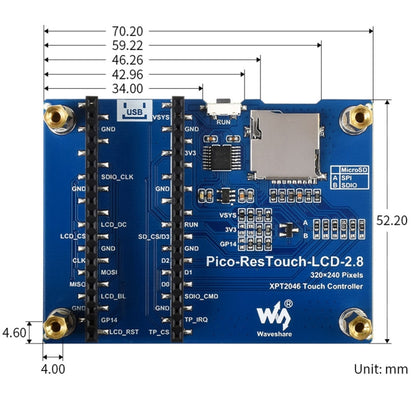 WAVESHARE 2.8 inch 262K Colors 320 x 240 Pixel Touch Display Module for Raspberry Pi Pico, SPI Interface - LCD & LED Display Module by WAVESHARE | Online Shopping UK | buy2fix