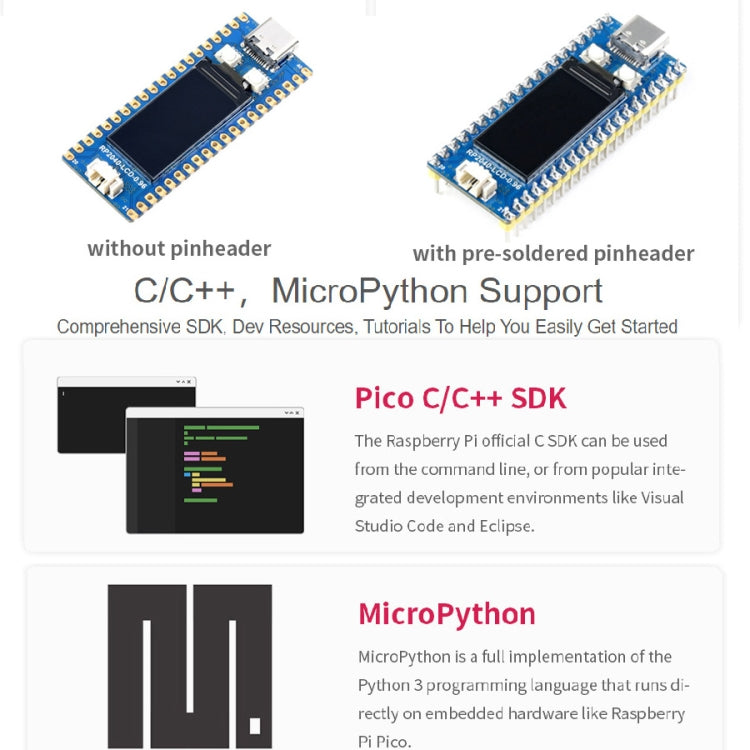 Waveshare RP2040-LCD-0.96 Pico-like MCU Board Based on Raspberry Pi MCU RP2040, with Pinheader - Modules Expansions Accessories by WAVESHARE | Online Shopping UK | buy2fix