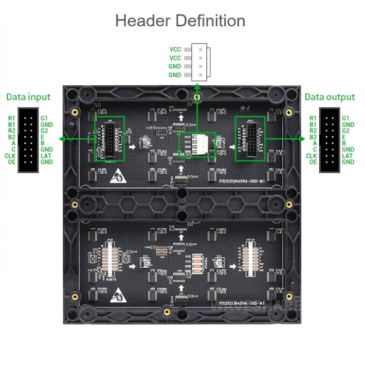Waveshare RGB Full-Color LED Matrix Panel, 3mm Pitch, 64 x 64 Pixels, Adjustable Brightness - Other Accessories by WAVESHARE | Online Shopping UK | buy2fix