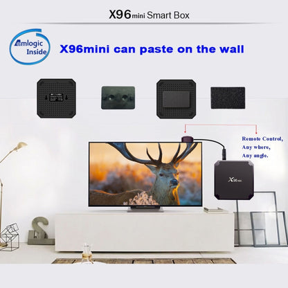 X96 mini 4K*2K UHD Output Smart TV BOX Player with Remote Controller without Wall Mount, Android 7.1.2 Amlogic S905W Quad Core ARM Cortex A53 2GHz, RAM: 1GB, ROM: 8GB, Supports WiFi, HDMI, TF(Black) - Consumer Electronics by buy2fix | Online Shopping UK | buy2fix