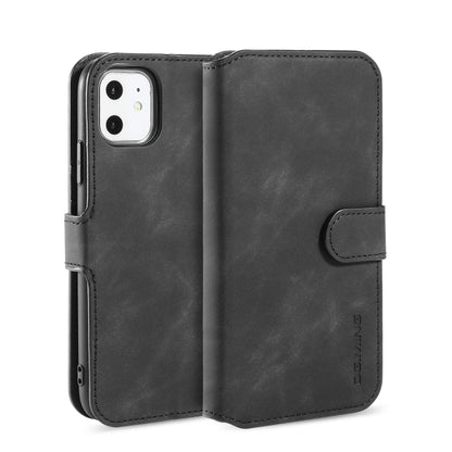 DG.MING Retro Oil Side Horizontal Flip Case with Holder & Card Slots & Wallet for iPhone 11(Black) - iPhone 11 Cases by DG.MING | Online Shopping UK | buy2fix