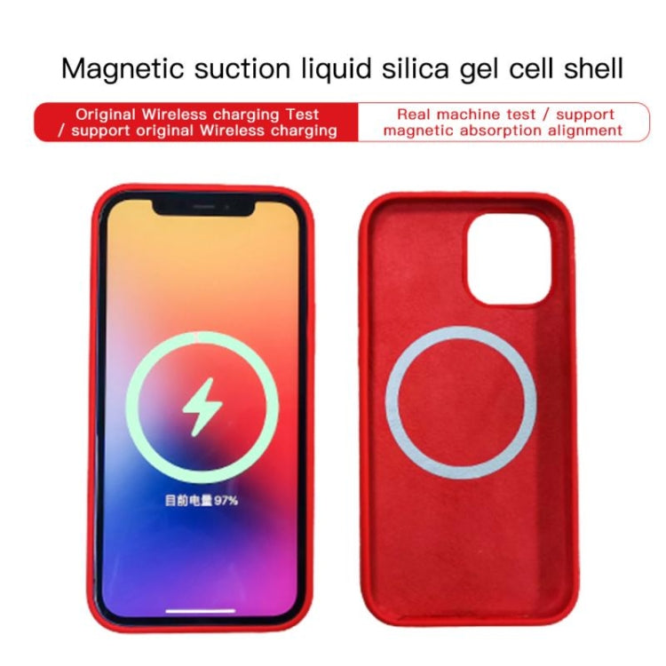 For iPhone 12 Pro Max Magnetic Liquid Silicone Full Coverage Shockproof Magsafe Case with Magsafe Charging Magnet(Red) - Apple Accessories by buy2fix | Online Shopping UK | buy2fix