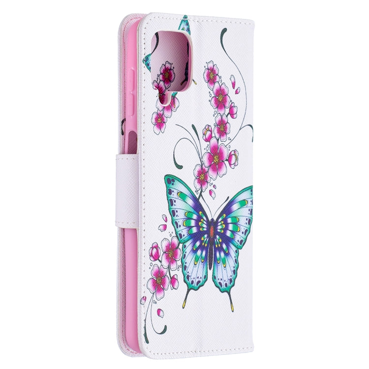 For Samsung Galaxy A12 Colored Drawing Pattern Horizontal Flip Leather Case with Holder & Card Slots & Wallet(Two Butterflies) - Samsung Accessories by buy2fix | Online Shopping UK | buy2fix