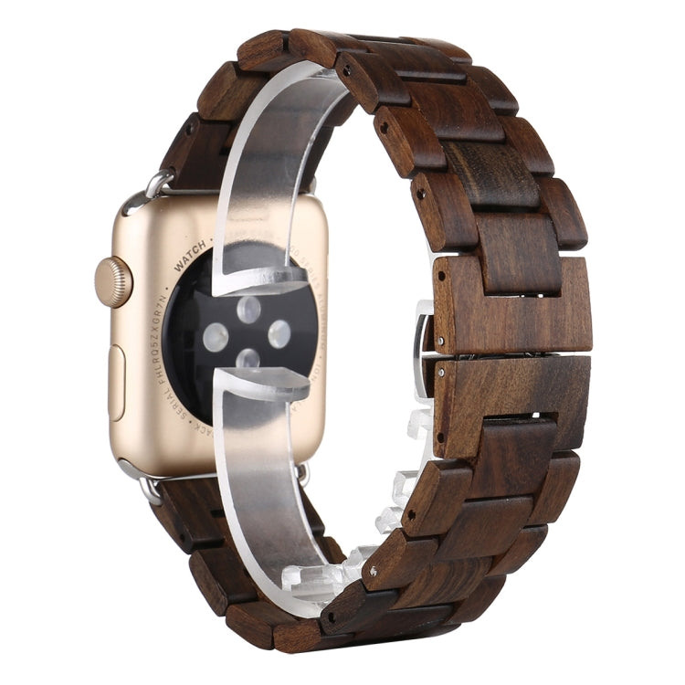 Wooden Watch Band For Apple Watch Series 7 45mm / 6 & SE & 5 & 4 44mm / 3 & 2 & 1 42mm(Dark Brown) - Watch Bands by buy2fix | Online Shopping UK | buy2fix