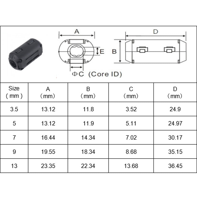 30 PCS / Pack 3.5mm/5mm/7mm/9mm/13mm Anti-interference Degaussing Ring Ferrite Ring Cable Clip Core Noise Suppressor Filter - In Car by buy2fix | Online Shopping UK | buy2fix