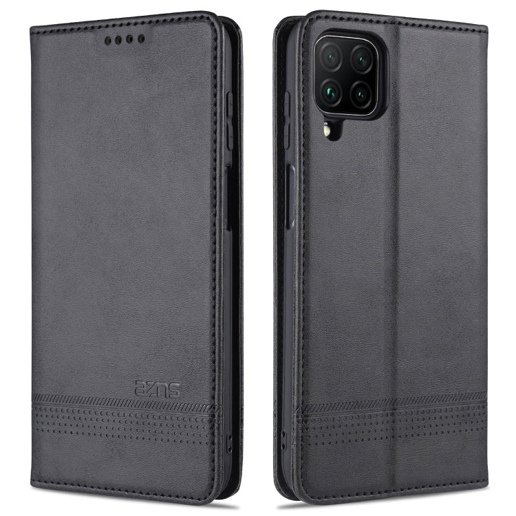 For Samsung Galaxy A12 AZNS Magnetic Calf Texture Horizontal Flip Leather Case with Card Slots & Holder & Wallet(Black) - Galaxy Phone Cases by AZNS | Online Shopping UK | buy2fix