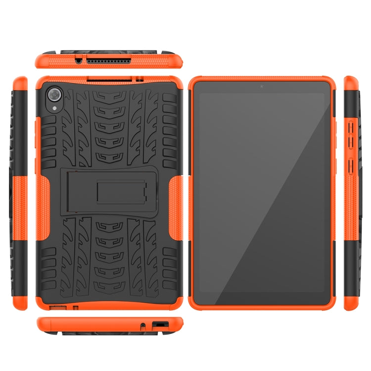 For Lenovo Tab M8 (2020) TB-8705F 8.0 inch Tire Texture Shockproof TPU+PC Protective Case with Holder(Orange) - Mobile Accessories by buy2fix | Online Shopping UK | buy2fix
