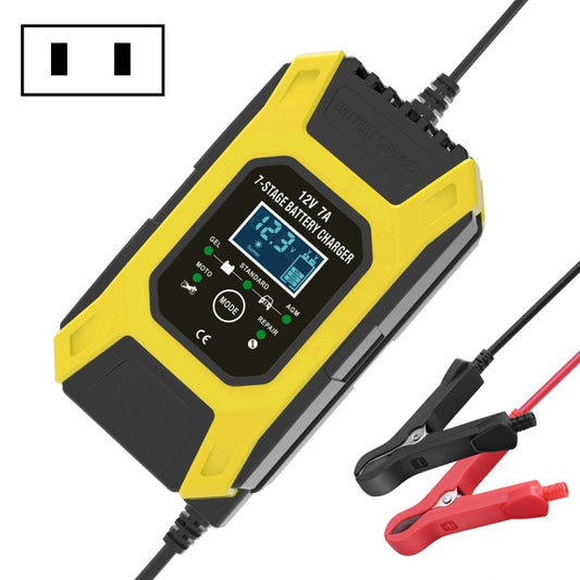 FOXSUR Car / Motorcycle Repair Charger 12V 7A 7-stage + Multi-battery Mode Lead-acid Battery Charger, Plug Type:US Plug(Yellow) - In Car by FOXSUR | Online Shopping UK | buy2fix