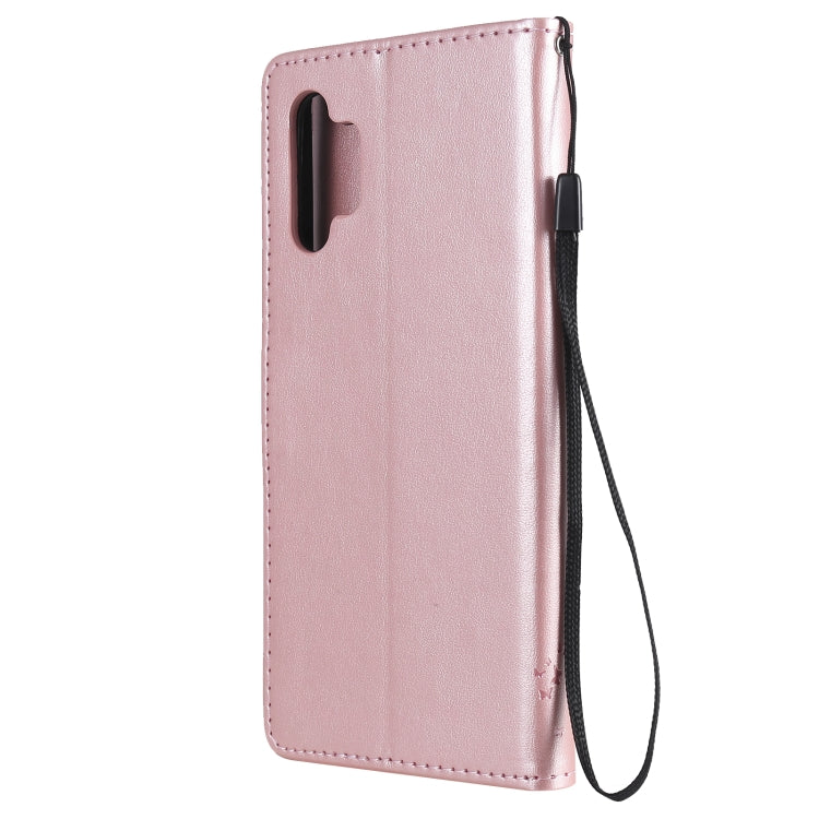 For Samsung Galaxy A32 5G Tree & Cat Pattern Pressed Printing Horizontal Flip PU Leather Case with Holder & Card Slots & Wallet & Lanyard(Rose gold) - Galaxy Phone Cases by imak | Online Shopping UK | buy2fix