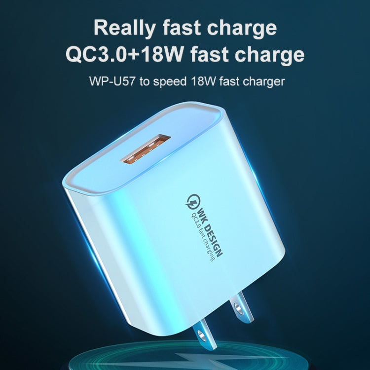 WK WP-U57 18W Speed QC3.0 Fast Charger + USB to Type-C / USB-C Data Cable, Plug Type:EU Plug - USB Charger by WK | Online Shopping UK | buy2fix