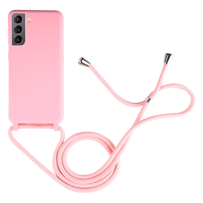 For Samsung Galaxy S21 5G Candy Colors TPU Protective Case with Lanyard(Pink) - Samsung Accessories by buy2fix | Online Shopping UK | buy2fix