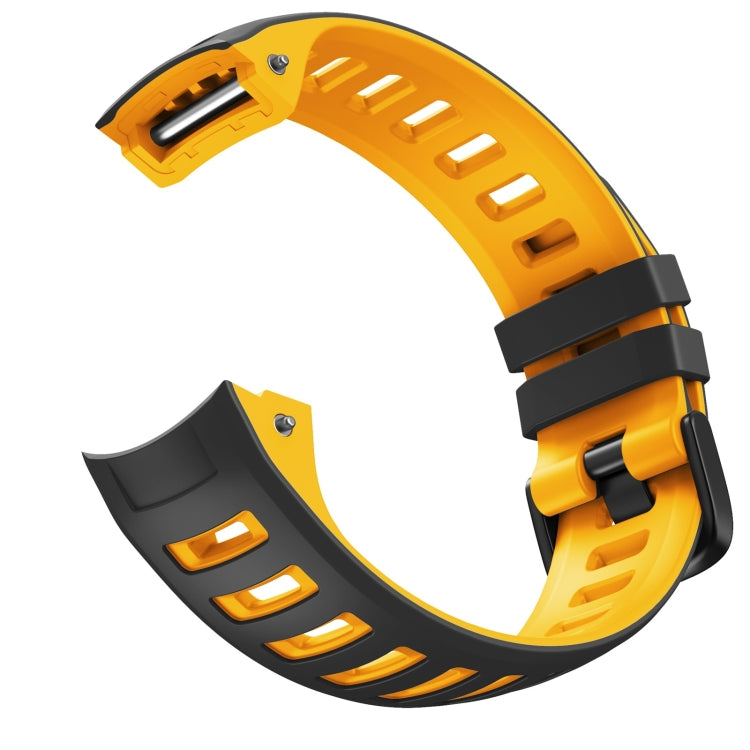 For Garmin Instinct / Instinct Esports Two-color Silicone Watch Band(Black+Yellow) - Smart Wear by buy2fix | Online Shopping UK | buy2fix