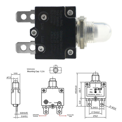 L2 Series 50V Car Overload Protector Manual Reset DC Circuit Breaker with Waterproof Cover, Current:5A - In Car by buy2fix | Online Shopping UK | buy2fix