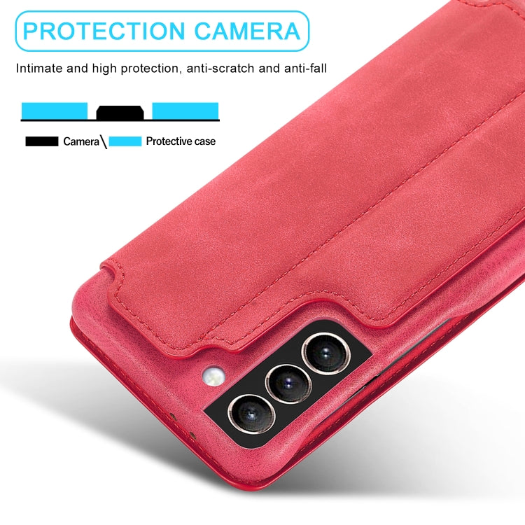 For Samsung Galaxy S21 FE LC.IMEEKE Hon Ancient Series Horizontal Flip Leather Case with Holder & Card Slot(Red) - Galaxy Phone Cases by LC.IMEEKE | Online Shopping UK | buy2fix