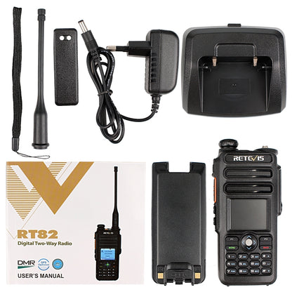 RETEVIS RT82 136-174&400-480MHz 3000CHS Dual Band DMR Digital Waterproof Two Way Radio Handheld Walkie Talkie, EU Plug(Black) - Handheld Walkie Talkie by RETEVIS | Online Shopping UK | buy2fix