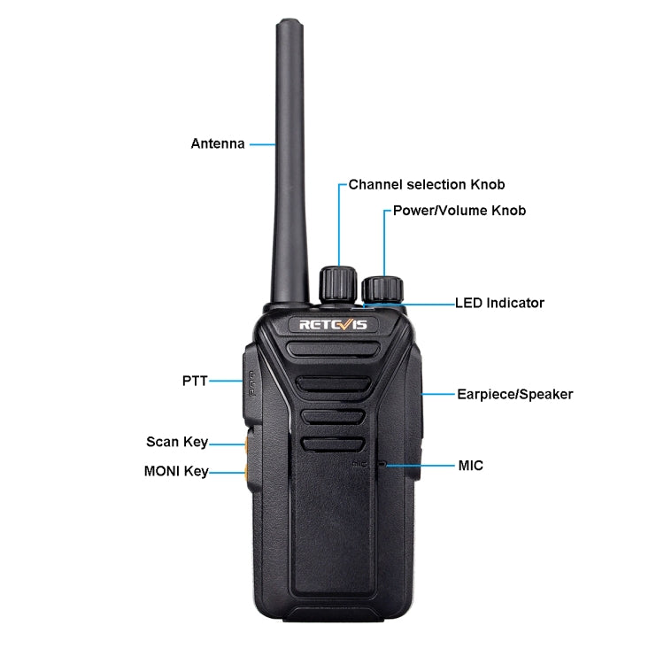 RETEVIS RT27 0.5W EU Frequency 446MHz 16CHS FRS Two Way Radio Handheld Walkie Talkie, EU Plug(Black) - Handheld Walkie Talkie by RETEVIS | Online Shopping UK | buy2fix