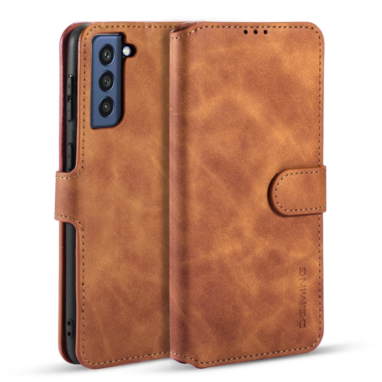 For Samsung Galaxy S21 FE DG.MING Retro Oil Side Horizontal Flip Leather Case with Holder & Card Slots & Wallet(Brown) - Galaxy Phone Cases by DG.MING | Online Shopping UK | buy2fix