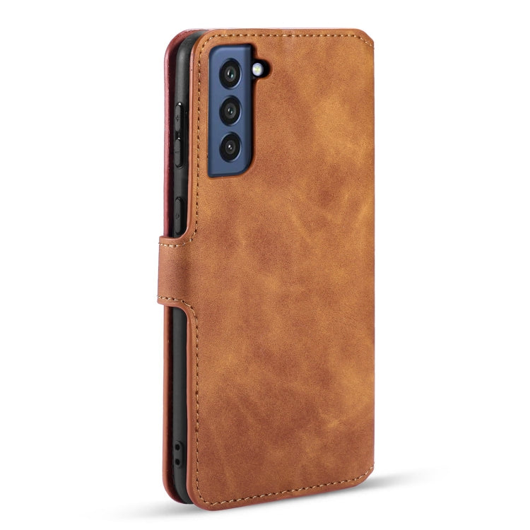 For Samsung Galaxy S21 FE DG.MING Retro Oil Side Horizontal Flip Leather Case with Holder & Card Slots & Wallet(Brown) - Galaxy Phone Cases by DG.MING | Online Shopping UK | buy2fix