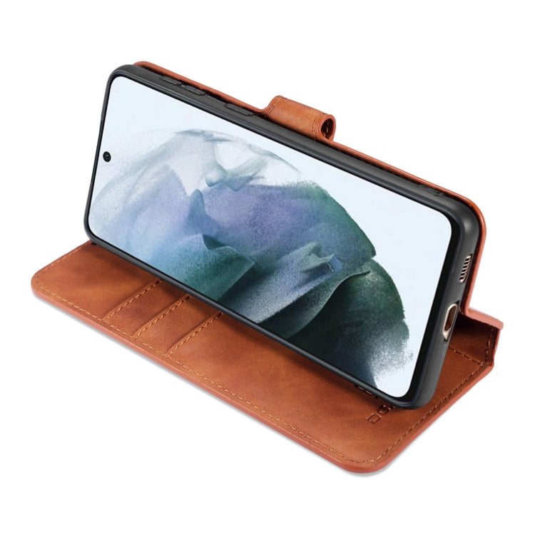 For Samsung Galaxy S21 FE DG.MING Retro Oil Side Horizontal Flip Leather Case with Holder & Card Slots & Wallet(Brown) - Galaxy Phone Cases by DG.MING | Online Shopping UK | buy2fix