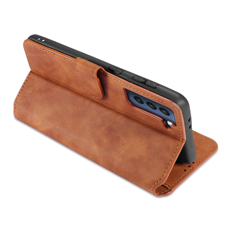 For Samsung Galaxy S21 FE DG.MING Retro Oil Side Horizontal Flip Leather Case with Holder & Card Slots & Wallet(Brown) - Galaxy Phone Cases by DG.MING | Online Shopping UK | buy2fix