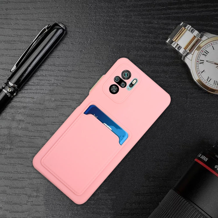 For Xiaomi Redmi Note 10 5G Card Slot Design Shockproof TPU Protective Case(Pink) - Xiaomi Accessories by buy2fix | Online Shopping UK | buy2fix