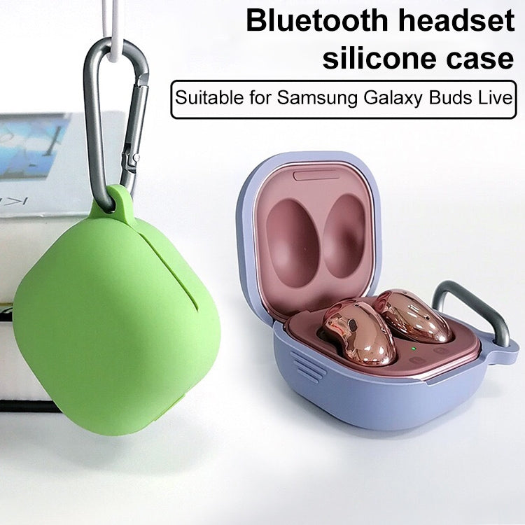 For Samsung Galaxy Buds Live / Pro Bluetooth Earphone Silicone Protective Case with Hook(Grass Green) - Samsung Earphone Case by buy2fix | Online Shopping UK | buy2fix