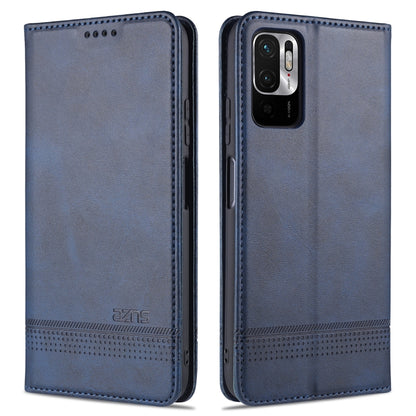 For Xiaomi Redmi Note 10 5G AZNS Magnetic Calf Texture Horizontal Flip Leather Case with Card Slots & Holder & Wallet(Dark Blue) - Xiaomi Cases by AZNS | Online Shopping UK | buy2fix