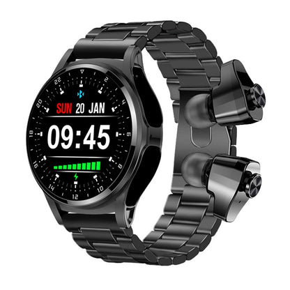 GT69 1.3 inch IPS Touch Screen IP67 Waterproof Bluetooth Earphone Smart Watch, Support Sleep Monitoring / Heart Rate Monitoring / Bluetooth Call(Black Steel Band) - Smart Watches by buy2fix | Online Shopping UK | buy2fix