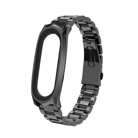 For Xiaomi Mi Band 6 / 5 / 4 / 3 Mijobs Three Beads Metal GT Stainless Steel Watch Band(Black) - Watch Bands by MIJOBS | Online Shopping UK | buy2fix