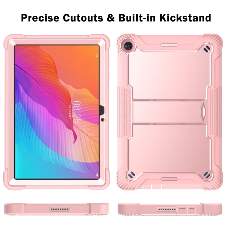 For Huawei MatePad T 10s Silicone + PC Shockproof Protective Case with Holder(Rose Gold) - Huawei by buy2fix | Online Shopping UK | buy2fix