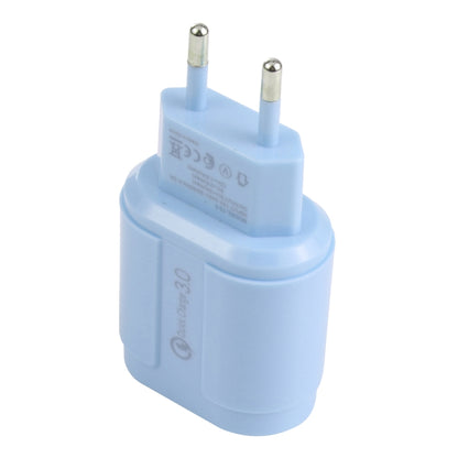 13-3 QC3.0 Single USB Interface Macarons Travel Charger, EU Plug(Blue) - Mobile Accessories by buy2fix | Online Shopping UK | buy2fix