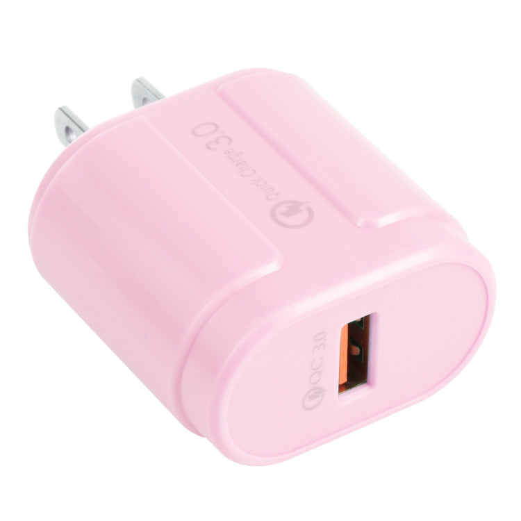 13-3 QC3.0 Single USB Interface Macarons Travel Charger, US Plug(Pink) - Mobile Accessories by buy2fix | Online Shopping UK | buy2fix