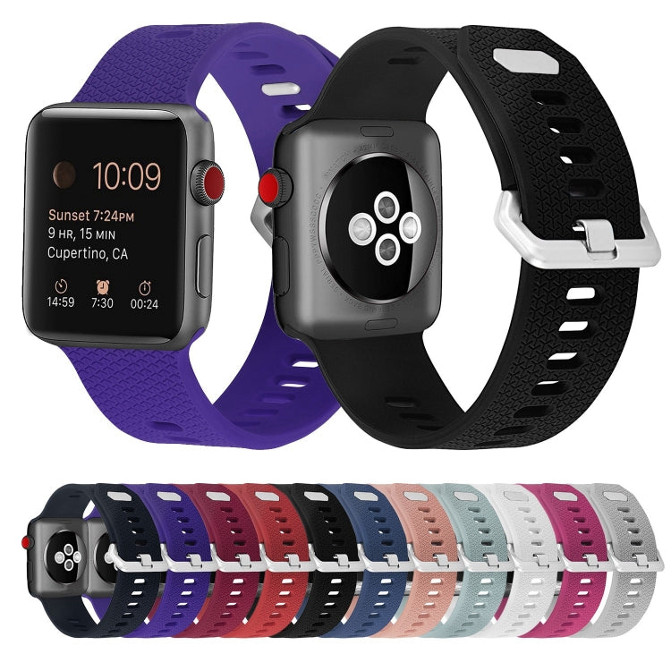 Silicone Watch Band For Apple Watch Series 9&8&7 41mm / SE 3&SE 2&6&SE&5&4 40mm / 3&2&1 38mm(Black) - Watch Bands by buy2fix | Online Shopping UK | buy2fix