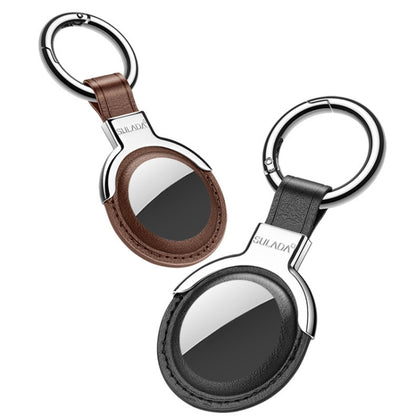 SULADA Leather Protective Cover Case with Switchable Keychain Ring For AirTag(Coffee) - Key Chain Series by SULADA | Online Shopping UK | buy2fix