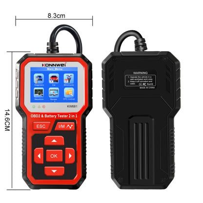 KONNWEI KW681 Car 2.4 inch TFT Screen OBD Fault Diagnosis + 6V-12V Battery Tester Support 9 Languages - Code Readers & Scan Tools by KONNWEI | Online Shopping UK | buy2fix