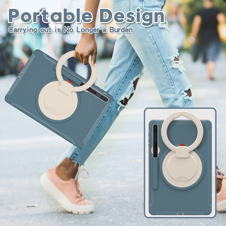 For Samsung Galaxy Tab S8+ / Tab S8 Plus /  Tab S7 FE / Tab S7+/S7 FE 12.4 inch T970 Shockproof TPU + PC Protective Case with 360 Degree Rotation Foldable Handle Grip Holder & Pen Slot(Cornflower Blue) - Galaxy Tab S8+ Cases by buy2fix | Online Shopping UK | buy2fix