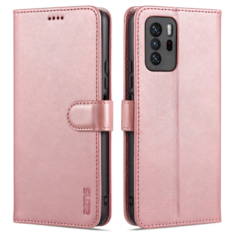 For Xiaomi Redmi Note 10 Pro 5G AZNS Skin Feel Calf Texture Horizontal Flip Leather Case with Card Slots & Holder & Wallet(Rose Gold) - Xiaomi Cases by AZNS | Online Shopping UK | buy2fix