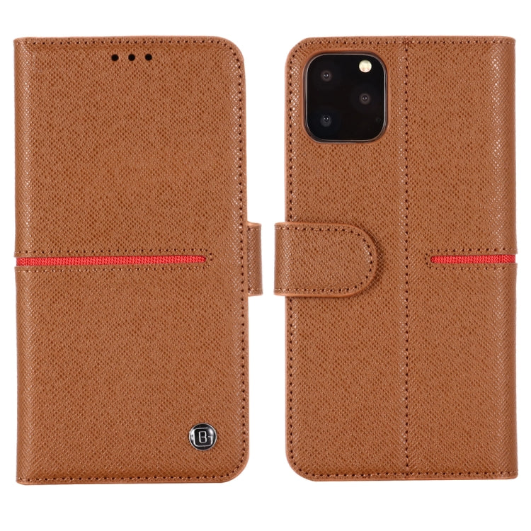 For iPhone 11 Pro Max GEBEI Top-grain Leather Horizontal Flip Protective Case with Holder & Card Slots & Wallet & Photo Frame(Brown) - iPhone 11 Pro Max Cases by GEBEI | Online Shopping UK | buy2fix