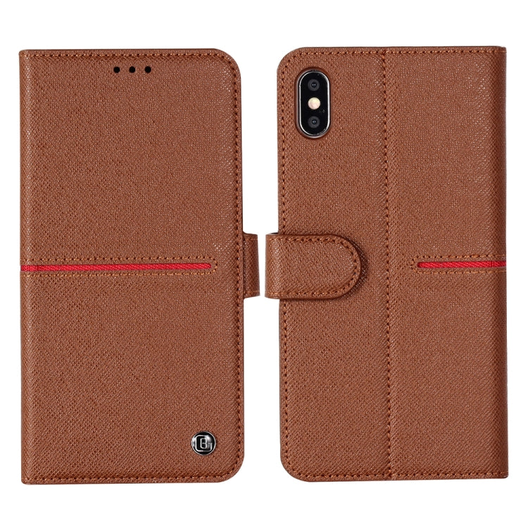 For iPhone XR GEBEI Top-grain Leather Horizontal Flip Protective Case with Holder & Card Slots & Wallet & Photo Frame(Brown) - More iPhone Cases by GEBEI | Online Shopping UK | buy2fix