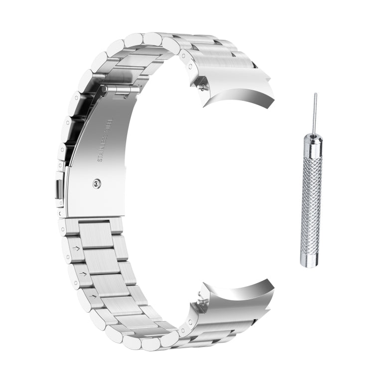 For Samsung Galaxy Watch4 / Watch4 Classic Three Strains Steel Watch Band(Silver) - Smart Wear by buy2fix | Online Shopping UK | buy2fix